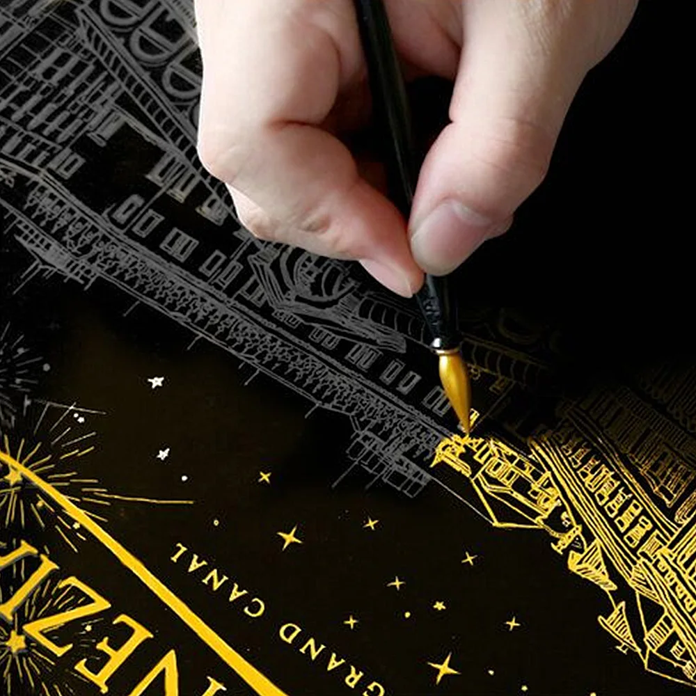 Art Scratch Kit Black Engraving Art Scratch Painting Cities Landscape Paris Painting Paper Boards Home Decoration Accessories (2)
