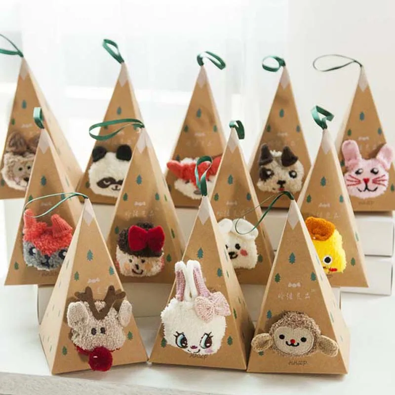 

New Year Christmas Gift Women Socks 3D Animal Design Fluffy Coral Velvet Thick Warm Sock Towel Floor/Sleeping Sox Box 10 pairs