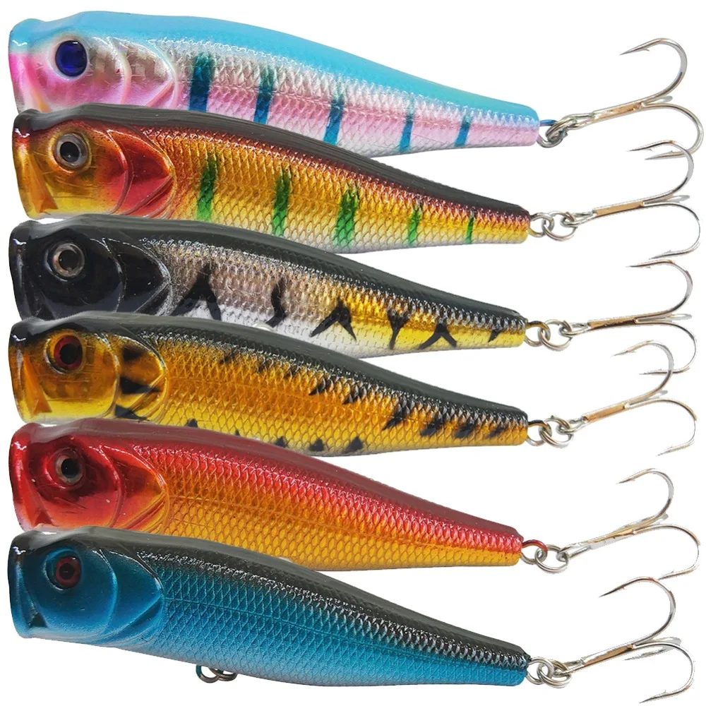 INFOF 6-pieces Popper Lure Pike 9cm/14g Topwater Fishing Lure