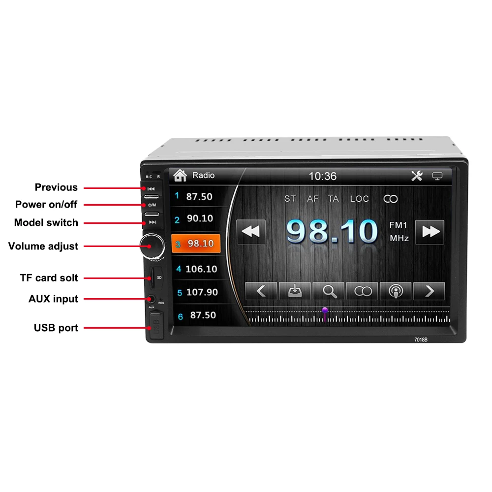 7 inch car audio Mirror Link 1080HD 2 Din Car radio MP3 Player Touch screen Bluetooth Car Stereo Radio Player FM/MP5/USB/AUX 