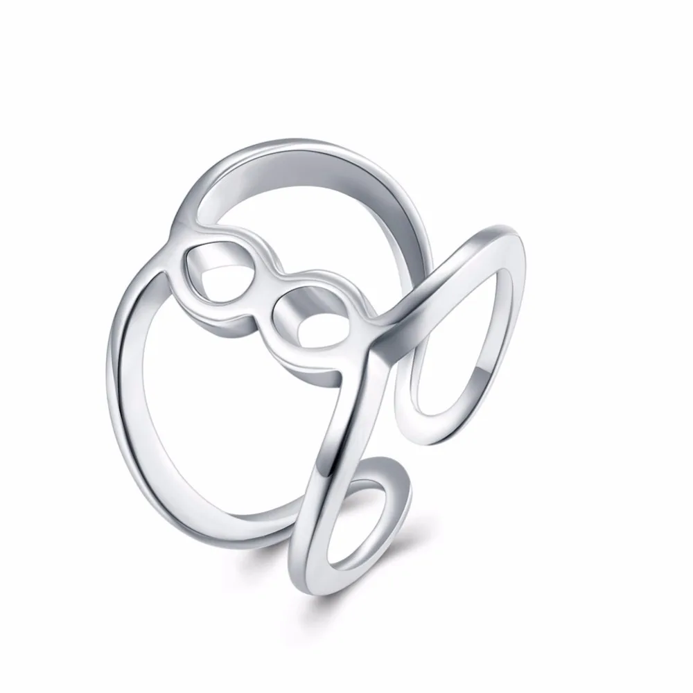 Classic geometric pattern opening ring fashion KG engagement retro ring