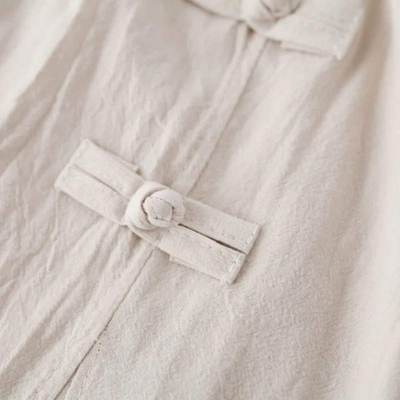 1706 Summer Chinese Style Vintage Skirt Women Elastic Waist Button Solid Color Cotton Linen Skirt Asymmetrical Ladies Retro
