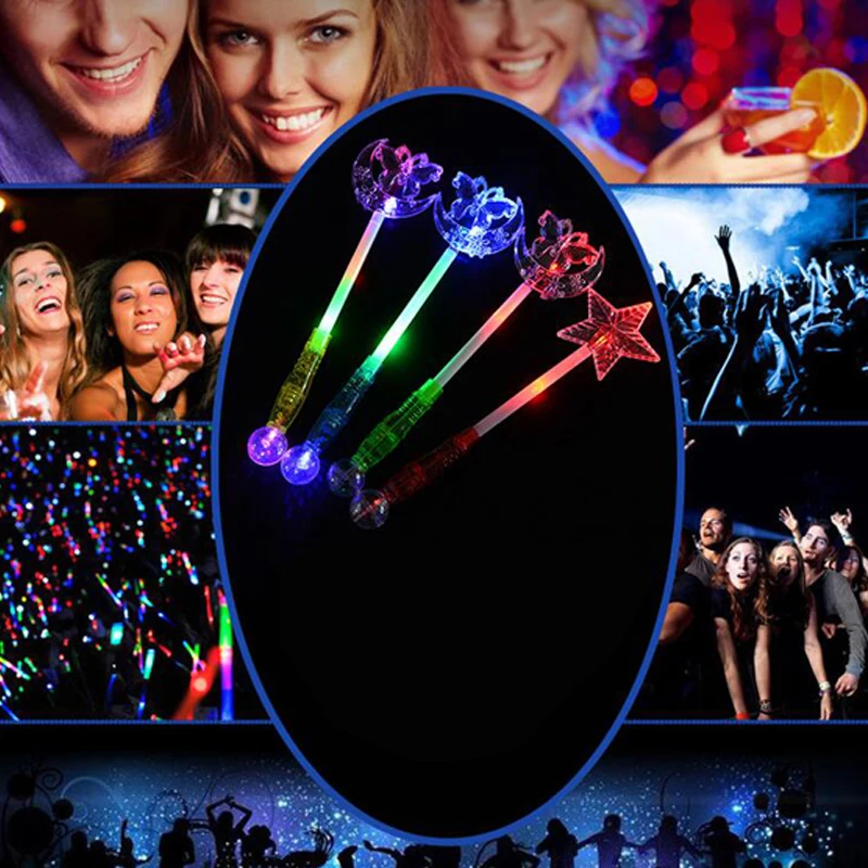 rave LED Magic Wand glow sticks party halloween items Flashing Light up toys Glow Stick Moon Star Butterfly Sticks For Wedding (4)