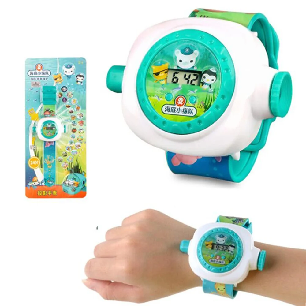 Octonauts, детские игрушки, маленький подарок, Детские Мультяшные часы, Проекционные электронные часы, игрушки для мальчиков и девочек, Мультяшные часы - Цвет: Зеленый