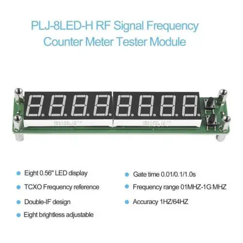 

PLJ-8LED-H 8 Digit 0.1~1000MHz RF Signal Frequency Counter Meter Tester LED