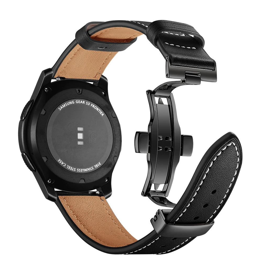 Кожаный ремешок Galaxy watch 46 мм для samsung gear S3 Frontier 22 мм ремешок для часов бабочка amazfit gtr 47 мм huawei watch gt ремешок