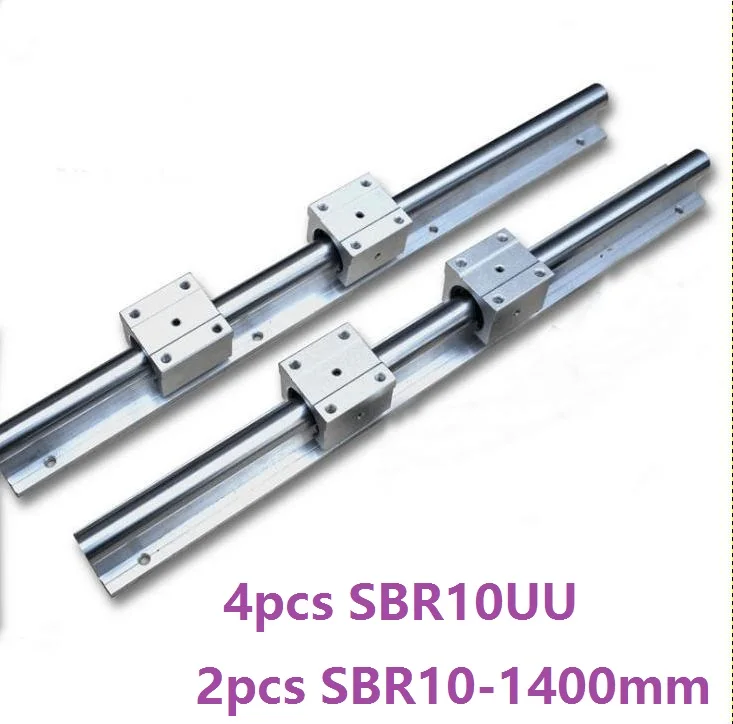 

2pcs SBR10 -L 1400mm support rail linear guide rail + 4pcs SBR10UU linear sliding blocks for CNC parts