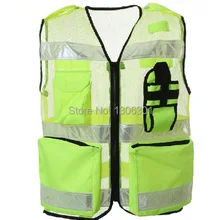 Флуоресцентная желтая сетка/ткань Оксфорд светоотражающий жилет безопасности, фиксирующая Светоотражающая Предупреждение ющая одежда
