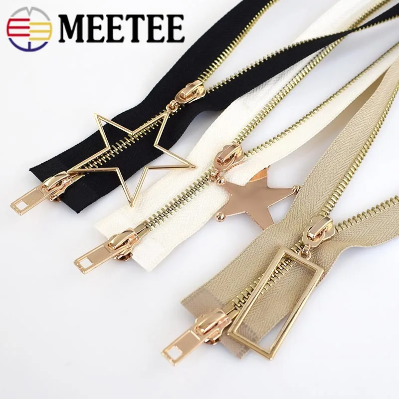 

1Pc Meetee Eco-friendly 120cm 5# Double Sliders Metal Zippers Open-End Zip for Sewing Down Jacket Zipper DIY Sewing Accessories