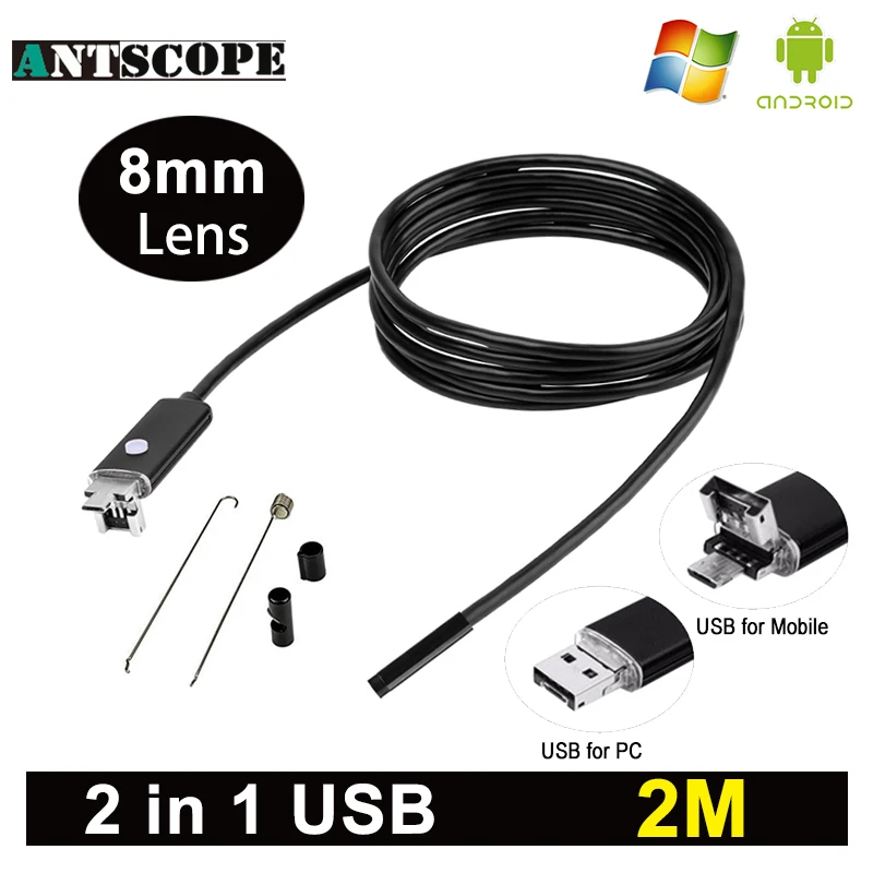 

Antscope HD USB Android Endoscope 8MM USB Android Endoscopic Mini Camera Inspection 2M Android Borescope USB Endoskop Kamera 40