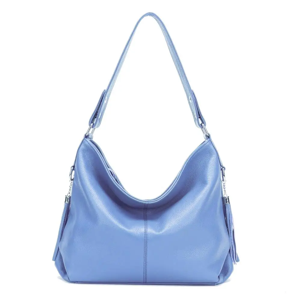 Light Blue Aodux модные женские сумки из натуральной кожи с ручками, женские сумки через плечо из воловьей кожи для девушек - Цвет: Light Blue