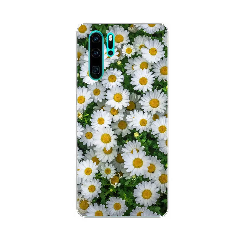 huawei p30 lite Case,Silicon bloom Flowers Painting Soft TPU Back Cover for huawei p30 pro Phone protect Bags shell