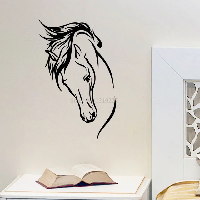 DCTOP Hot Sale Vinyl Removable Wall Decal Head Of Horse Murals Living Room Decorative Animal Home Sticker