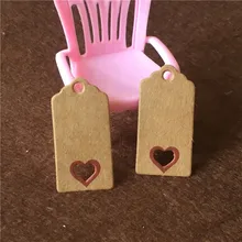 200 шт, коричневое праздничное украшение-растяжка, Закладка, бирка ручной работы, красное полое сердце, Ретро стиль, для закладки книг, подарок, заметка, доступные струны