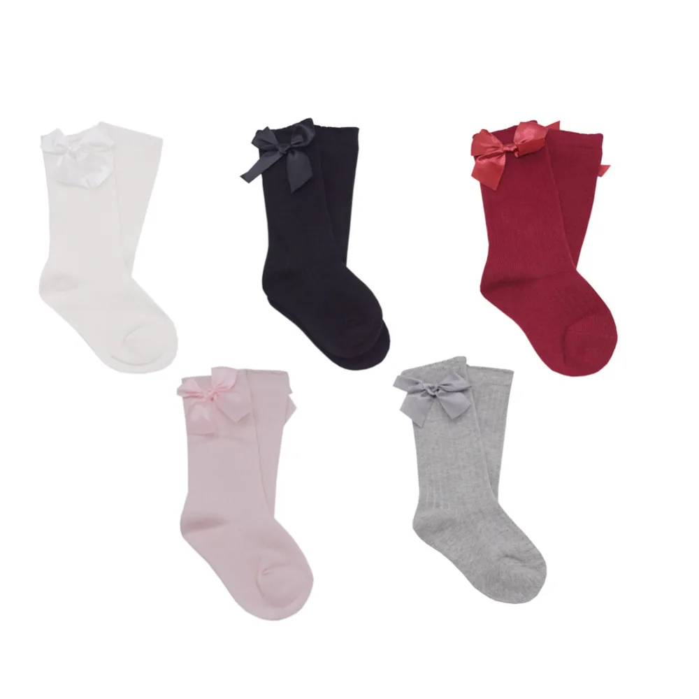 

Girl Bow-Knot Training Sock Cotton Infant Knee High Dress Tube Socks for Autumn and Spring Kids Socks Cotton Baby Socks Children