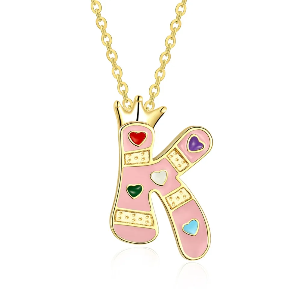 Free Shipping Trend Necklace letter K Colorful Heart Neacklacein