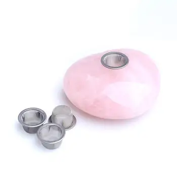

Natural Rose Quartz Crystal Stone smoking pipes Heart Craft Healing