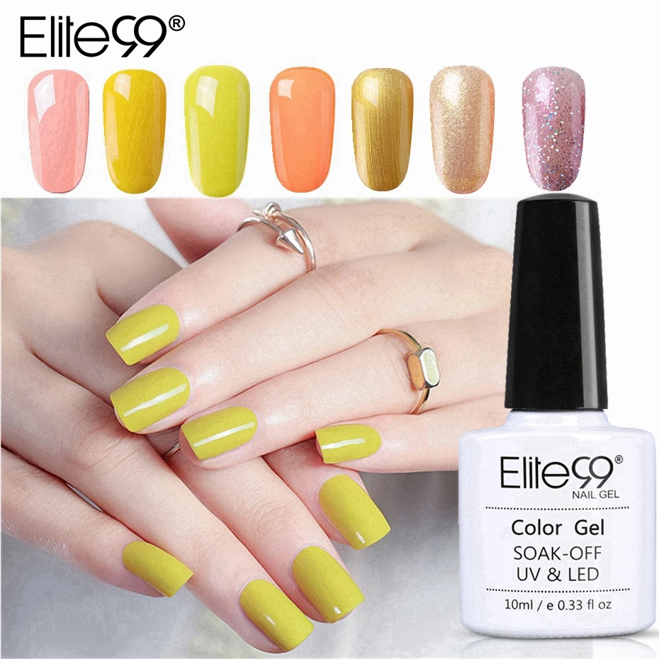 

Elite99 Yellow Color Pure Nail Gel Varnishes Nail Art Design Manicure Soak Off Enamel Gel Polish LED UV Gel Nail Polish Lacquer