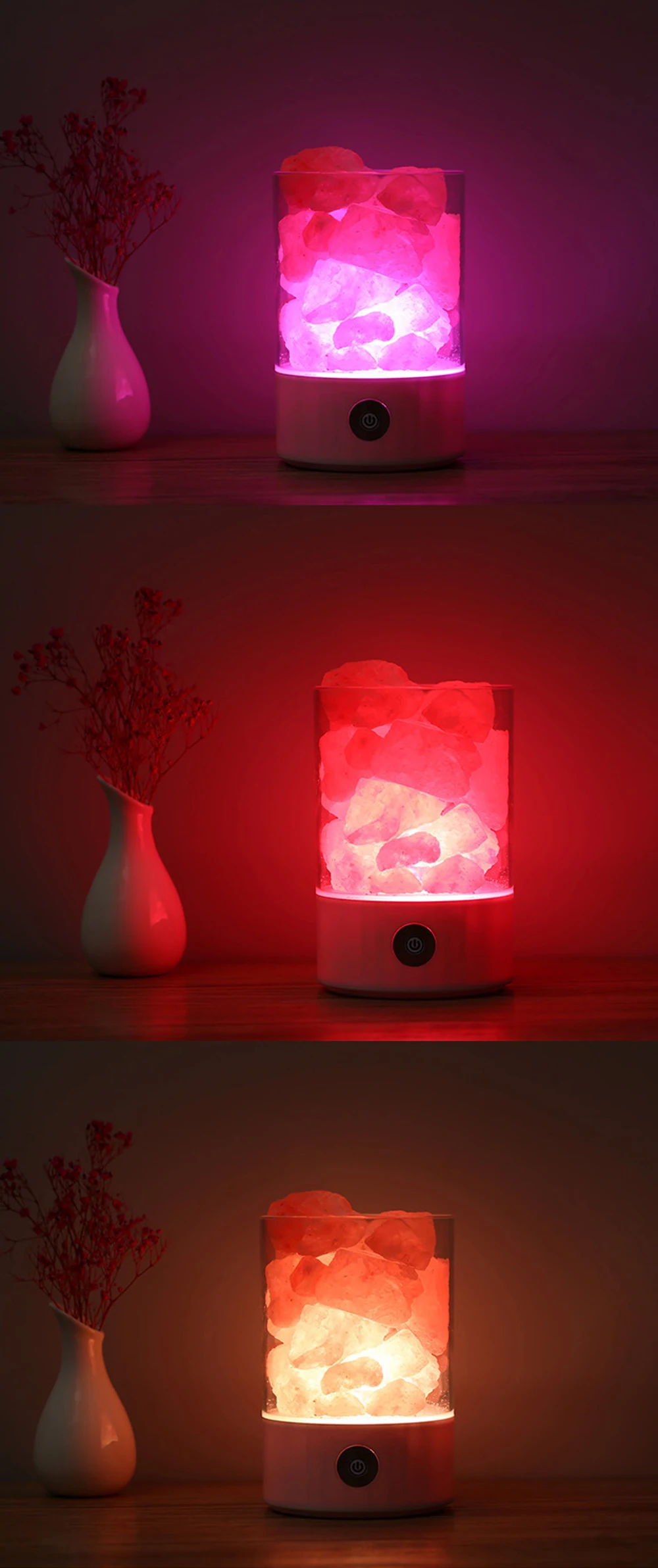 USB хрустальная лампа из гималайской соли, светодиодная лампа, очиститель воздуха, создатель настроения, Крытый теплый свет, настольная