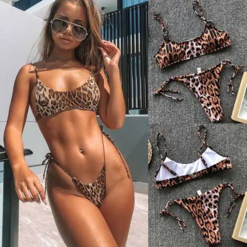 

Women Sexy Leopard Bikini Set Push-Up Padded Swimwear Swimsuit Bathing Beach