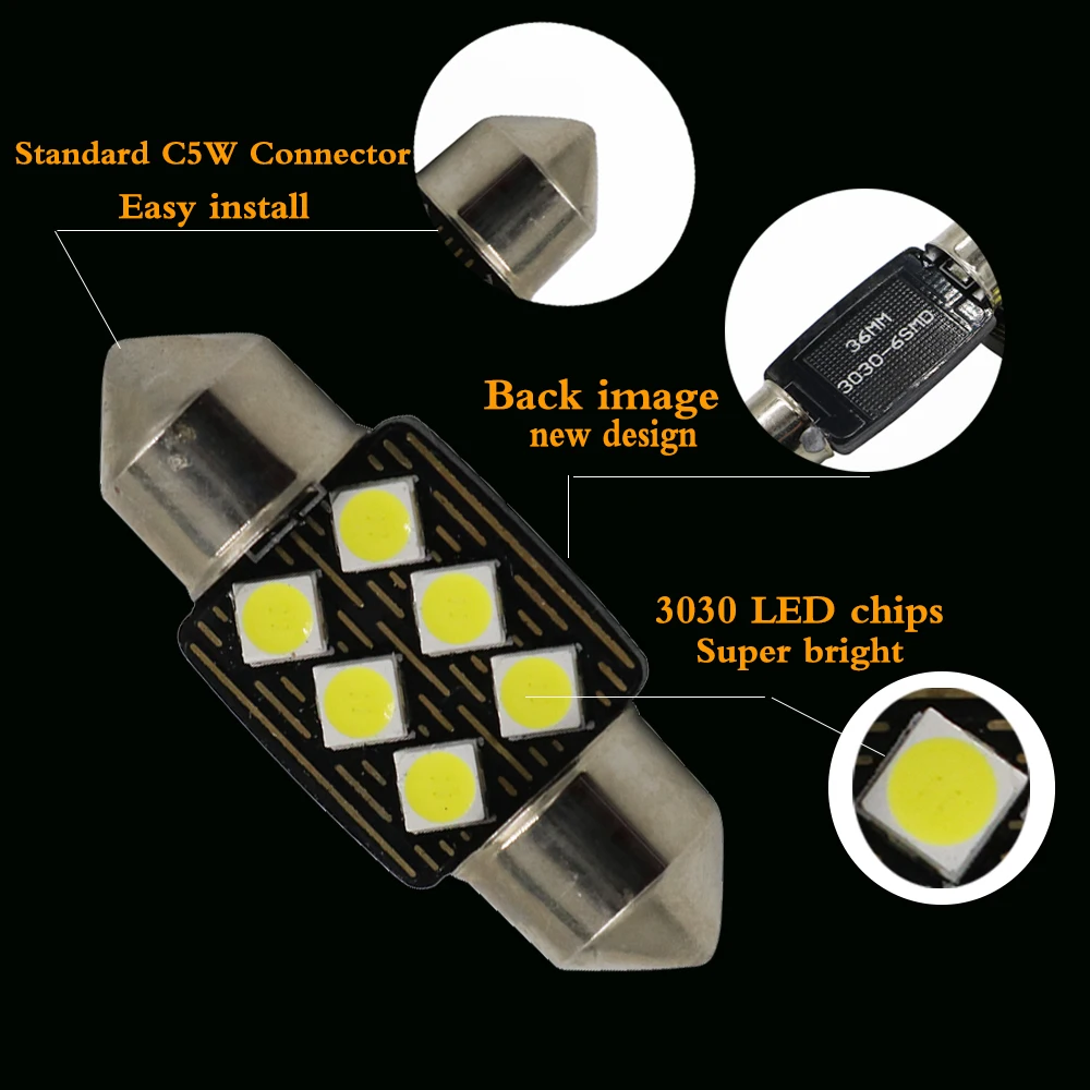 YSY 10 шт Высокое качество 31 мм 36 39 41 C5W C10W 3030 LED CANBUS автомобильный гирлянда свет авто