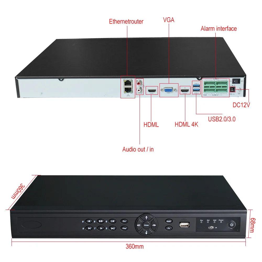 Smart Security 16CH 24CH 6mp HD NVR 4K HDMI 1080P VGA output H.265 CCTV Network Video Recorder onvif P2P for cctv IP system