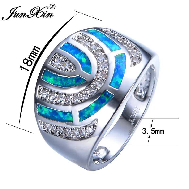 Бохо женское кольцо на палец с большим камнем Love 925 Серебряное синее кольцо с камнем "огненный опал" модное ювелирное изделие винтажное обручальное кольцо