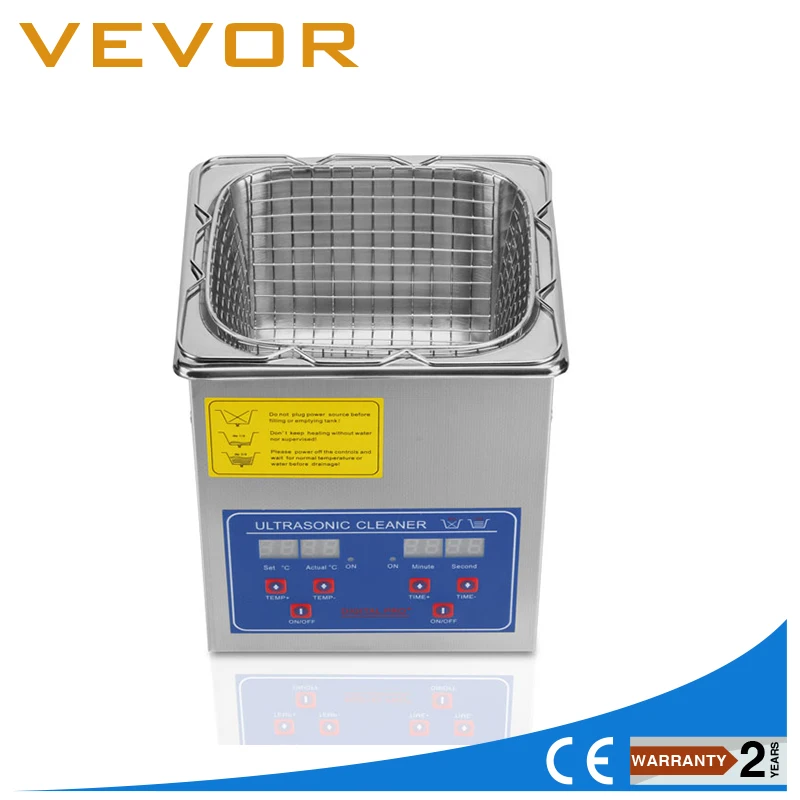 Ультразвуковой очиститель Vevor из нержавеющей стали 2L с таймером кронштейн для