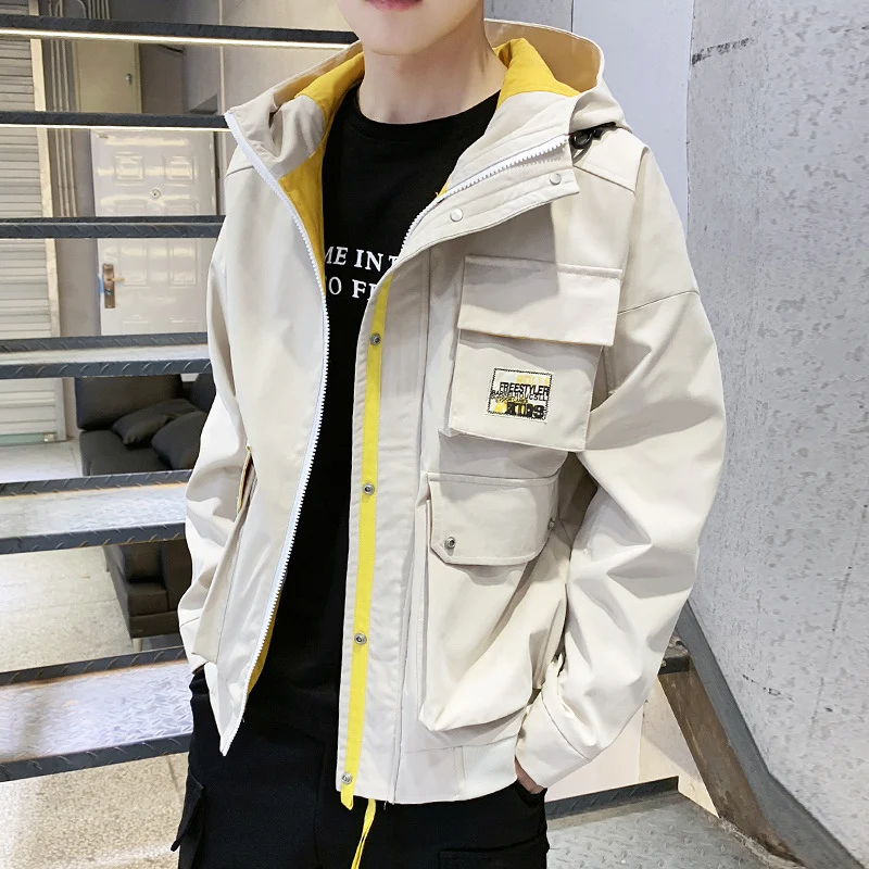 NEW Hooded Jacket Men Fashion Coat 2019 Spring Autumn Hip Hop Jackets Man Streetwear Casual Solid Color young Jacket Coat