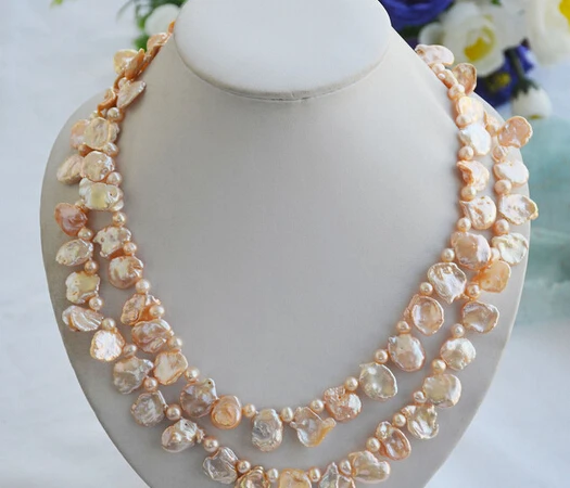 

ddh003665 15mm pink BAROQUE lamina KESHI REBORN PEARL NECKLACE