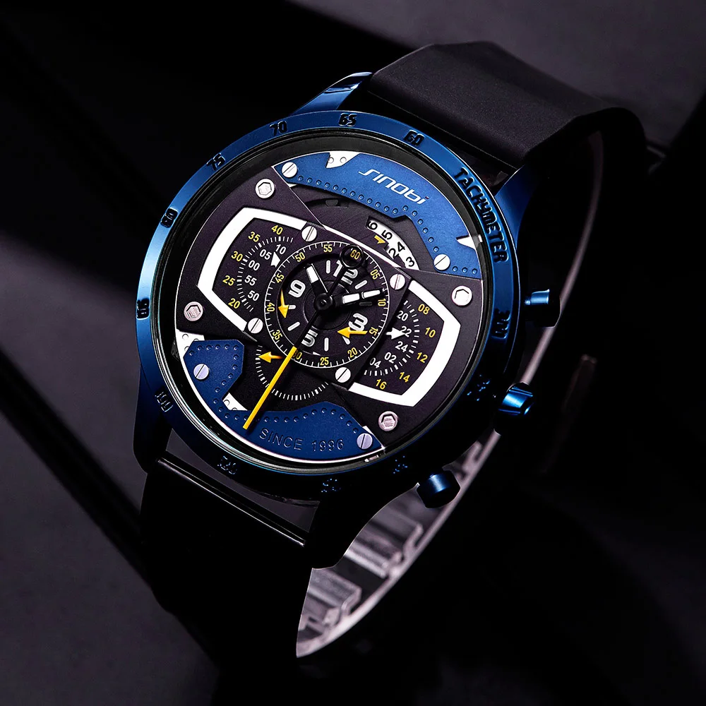 2019 New Creative Car Design Men's Watch Fashion Speed Racing Sports Chronograph Quartz Watches Men Male Big Dial Travel Clock  