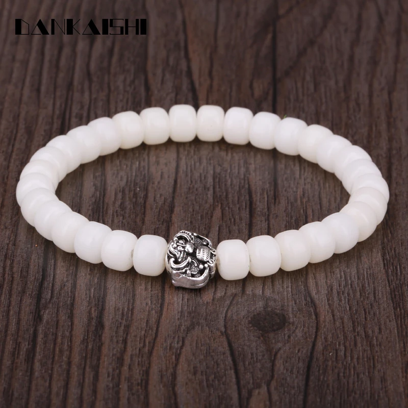 Dankaishi White Boddha Bead Buddhist Amulet Bracelets Meditation Women