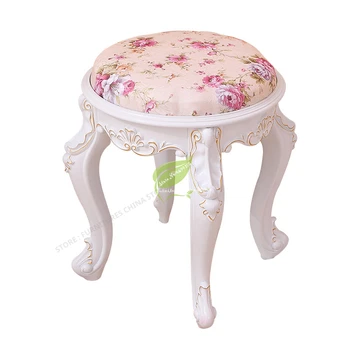 

European Style Solid Wood Dinner Stool Square Fabric Art Dressing Fashion Stool Makeup Household Bench Beautiful First