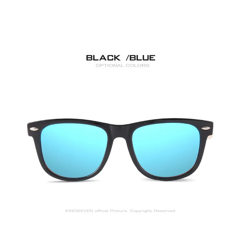 KINGSEVEN новые модные Бамбуковые мужские Солнцезащитные очки Ретро Винтажные женские деревянные солнцезащитные очки UV400 очки Gafas De Sol ручной работы - Цвет линз: BLUE