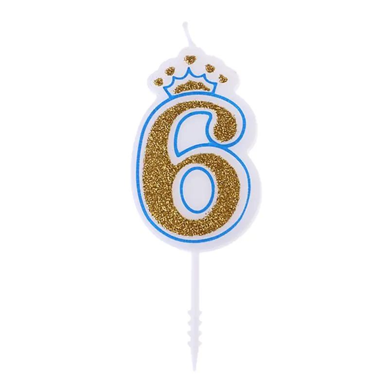 Сверкающие Серебристые короны на день рождения свечи для детей день рождения номер свечи для торта Декор - Цвет: blue--6