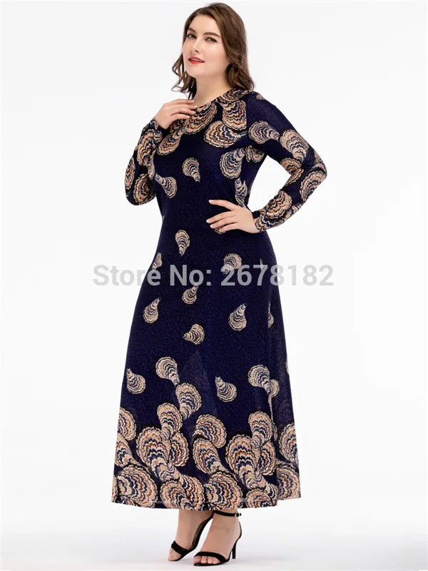Женское платье с принтом и длинным рукавом размера плюс, мусульманское платье, платья для Ближнего Востока, мусульманская одежда, мусульманское весеннее Платье Макси
