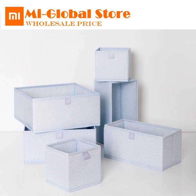 

new arrival xiaomi yuan su storage box 6 pcs high density Oxford cloth box damp-proof for Socks Underwear Ties Bra clothes