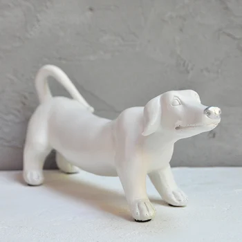 

Nordic Minimalist Style White Dachshund Dog Imitation Plaster Sculpture Design Home Living Room Decoration