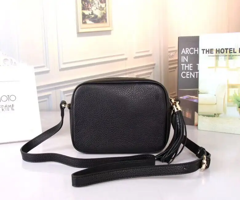 

new women black real calf leather soho messenger bag handbags