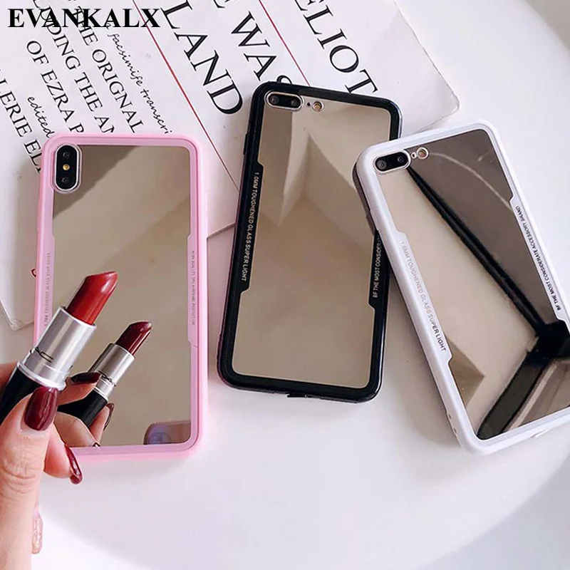 EVANKALX зеркальный чехол для iPhone X XR XSMAX мягкий полиуретановый край чехлы телефонов 6