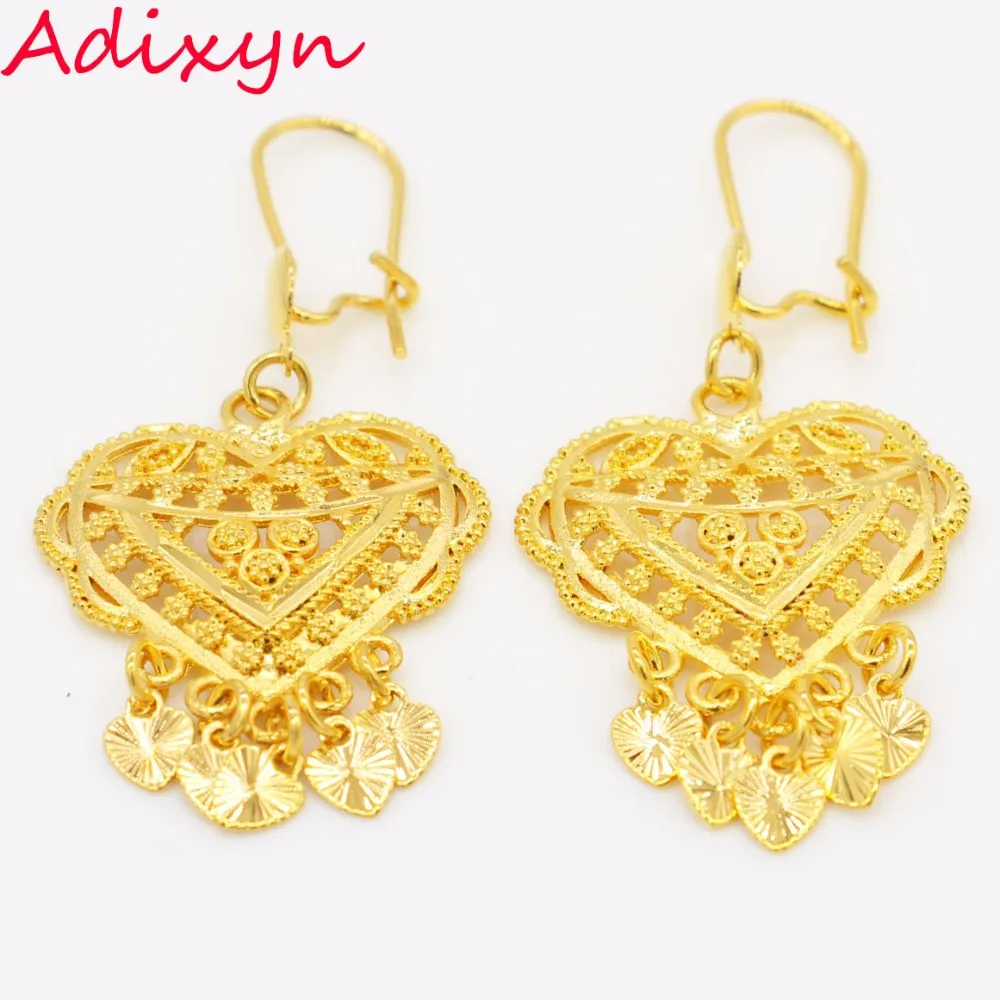 

Heart Gold Earrings Gold Plated Ethiopian/African/India Women Wedding Charms Earringn Jewelry for Girls Gifts
