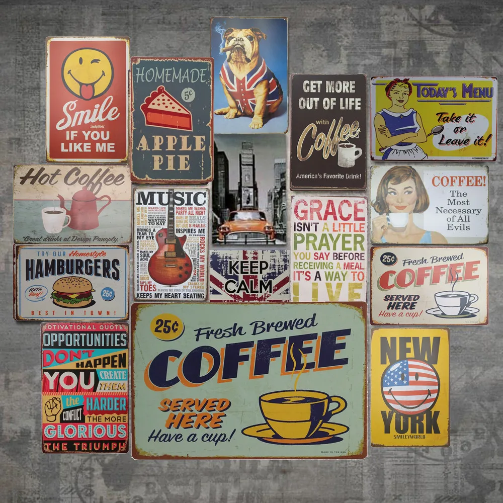 Vintage Metal Tin Signs Letters Retro Plate Pub Bar Art Decor Wall Poster