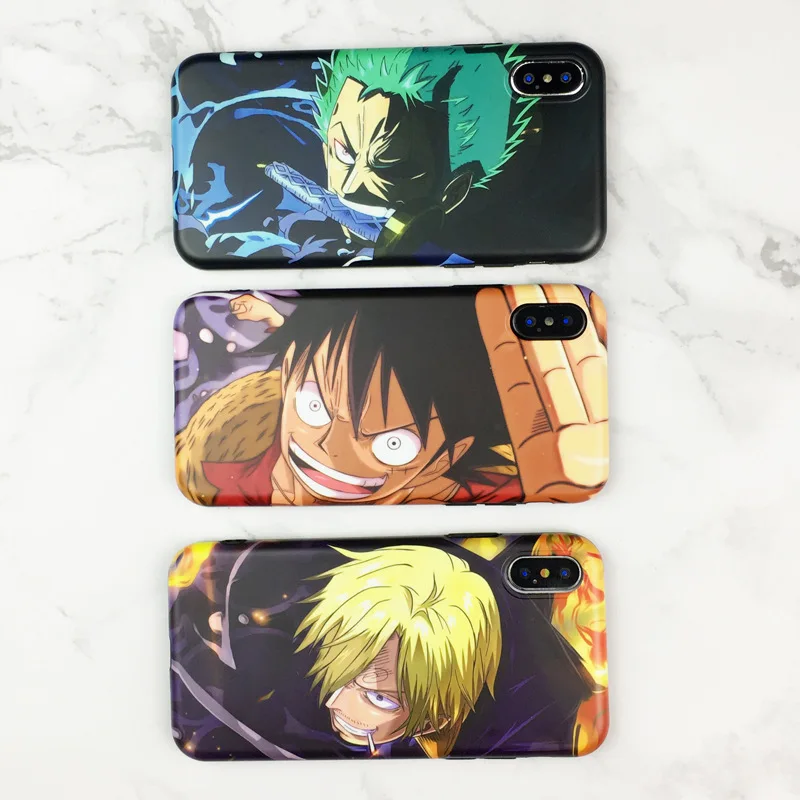 

ONE PIECE Anime phone case for coque iPhone 7 8 6s Plus XS max case silicon for iphone cover X XR Luffy Roronoa Zoro Sanji Shell