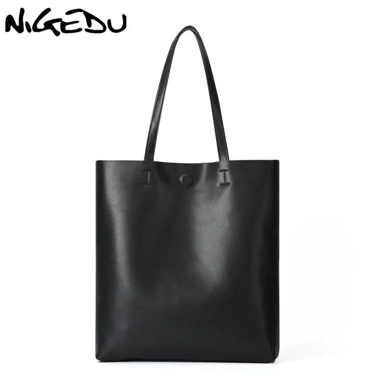 Bolsa de Couro Bolsa de Moda Bolsa de Ombro Design da Marca Nigedu Genuíno Feminina Grande Capacidade Senhoras Bolsa Bolsas Totes