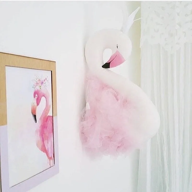 OLOEY животное лебедь Фламинго Настенное подвесное крепление мягкая плюшевая игрушка принцесса кукла для девочки детский подарок Детская комната Настенный декор