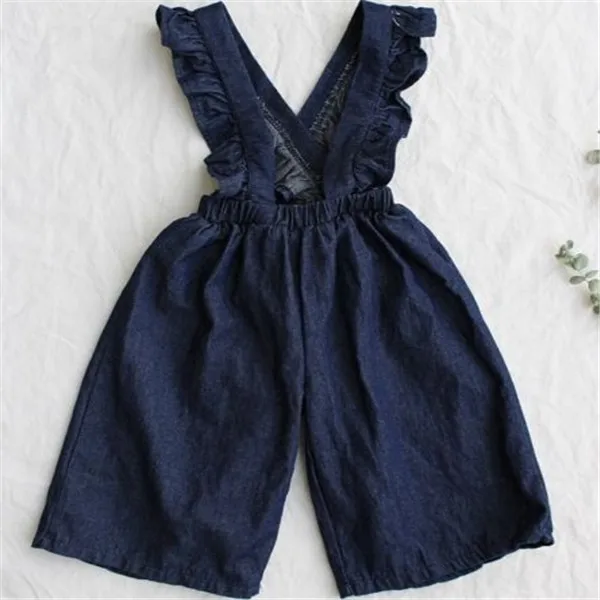PUDCOCO/детские джинсовые комбинезоны для маленьких девочек; комбинезон с оборками на лямках; комбинезон в горошек; комплекты одежды - Цвет: Denim Blue