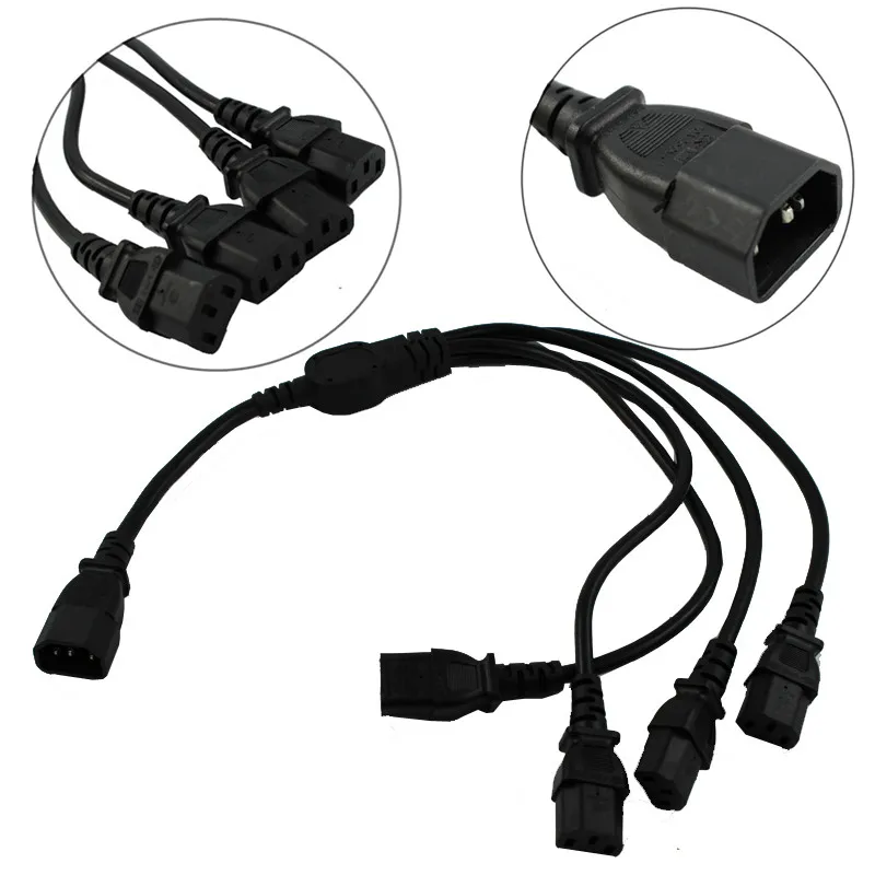

IEC 320 C14 Male Plug to 4XC13 Female Y Type Splitter Power Cord C14 to 4 x C13 power Fourfold C13 extension cord power cable