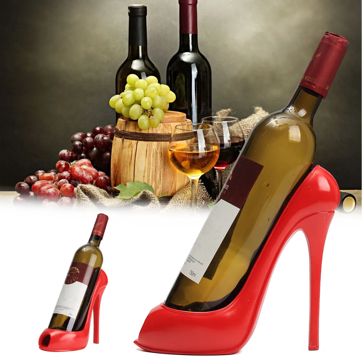 Creative High Heel Shoe Wine Bottle Holder Home Office Bar Decorative Shelf Hot 