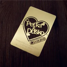 Золотая лазерная резка металла свадебные пригласительные карты, индивидуальный заказ обслуживание 100 шт/партия, by1801