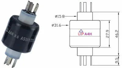 Роторного соединения/скольжения ртути кольцо 4А 30A A4H 2 провода и 2 проводов